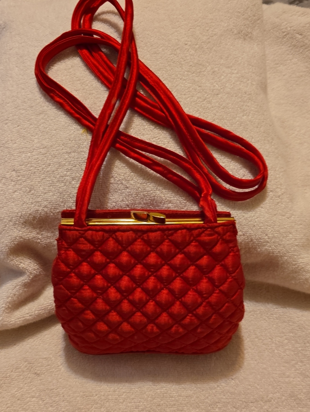 Magid Vintage Quilted Red Satin Evening Handbag
